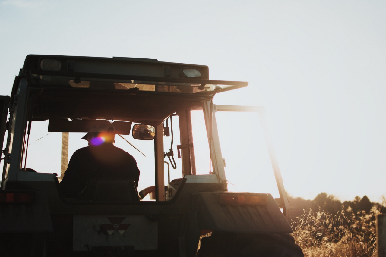 Farmer in tractor